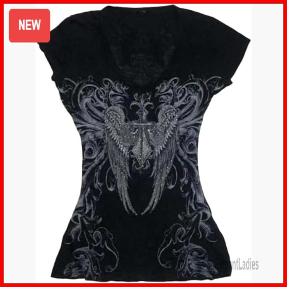 Vintage V-Neck Crop Top Short Sleeve Polyester Y2K Grunge Goth Emo Streetwear